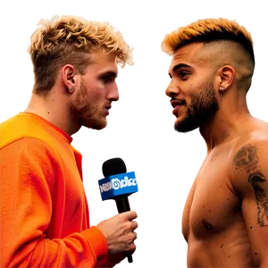 Faceoff Interview Orange Shirt Man Microphone PNG