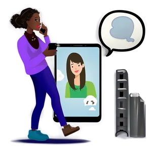 Facetime Call At Night Illustration PNG 20