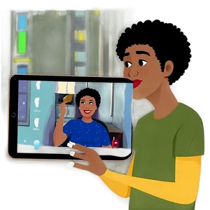 Facetime Call At Night Illustration PNG Qkm5 PNG