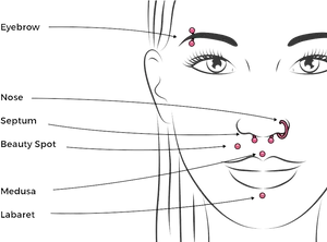 Facial Piercing Placement Guide PNG image