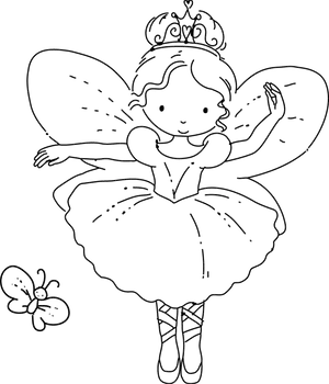 Fairy Princess Coloring Page PNG image