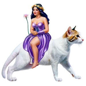 Fairy Riding A Cat Png 05062024 PNG image