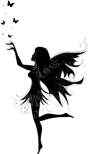 Fairy Silhouette Tattoo Design PNG image