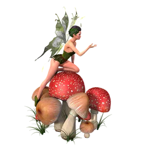 Fairy Sittingon Mushrooms