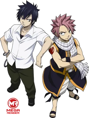 Fairy Tail Natsuand Gray Readyfor Battle PNG image