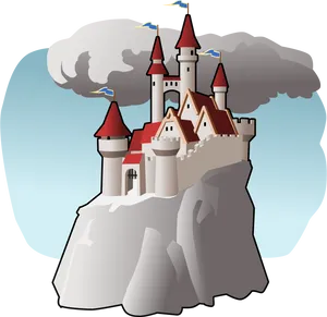 Fairytale_ Castle_on_ Cliff_ Vector