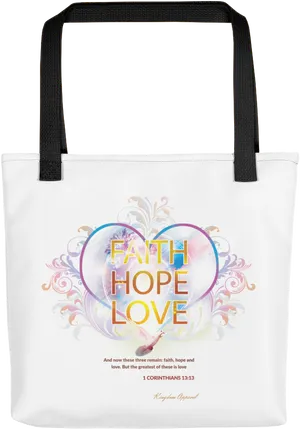 Faith Hope Love Tote Bag PNG image