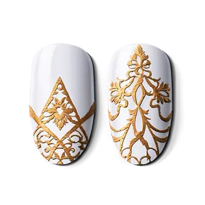 Fake Nails With Lace Design Png 06272024 PNG image