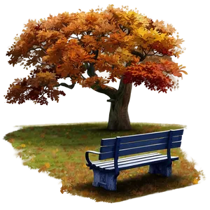 Fall Trees And Bench PNG 06212024