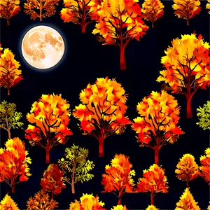 Fall Trees And Full Moon PNG 28 PNG