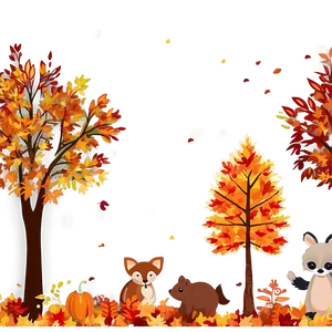 Fall Trees And Woodland Animals PNG 06212024
