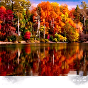 Fall Trees By The River PNG 14