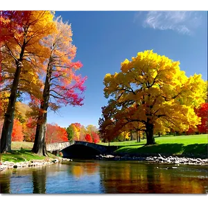 Fall Trees By The River PNG Ddf