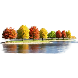Fall Trees By The River PNG Fty