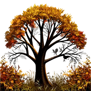 Fall Trees With Birds PNG 06212024