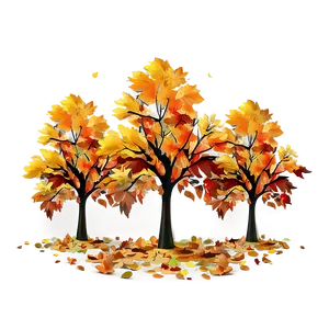 Fall Trees With Falling Leaves PNG Quy