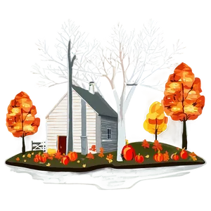 Fall Trees With Farmhouse PNG 06212024 PNG