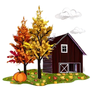 Fall Trees With Farmhouse PNG 06212024