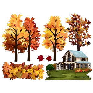Fall Trees With Farmhouse PNG 84 PNG
