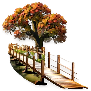Fall Trees With Wooden Bridge PNG Xke8 PNG