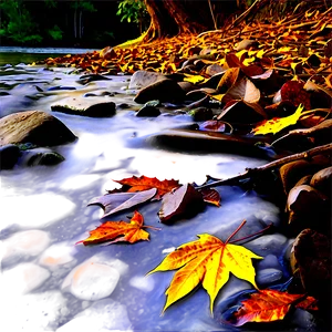Fallen Leaves By The River PNG 96