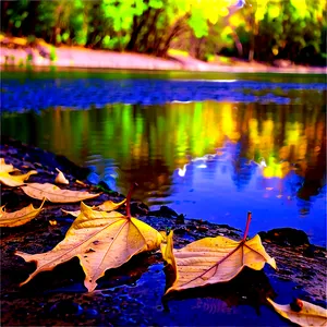 Fallen Leaves By The River PNG Kll12 PNG