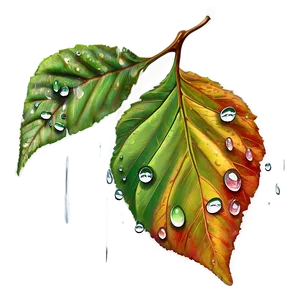 Fallen Leaves With Dew Drops PNG 90 PNG
