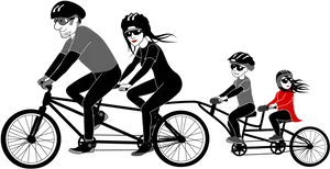 Family Bicycle Ride Illustration PNG image