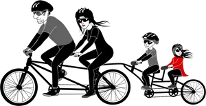 Family Bike Ride Illustration PNG image