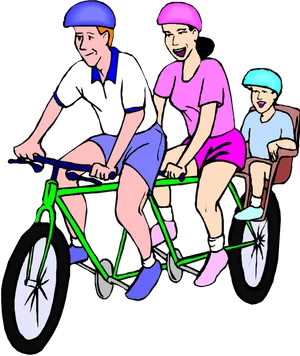Family Bike Ride Illustration