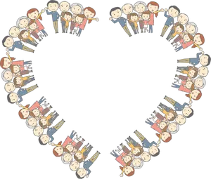 Family Cartoon Heart Frame PNG image
