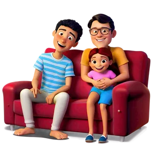 Family Cartoon Movie Night Png 06282024 PNG image