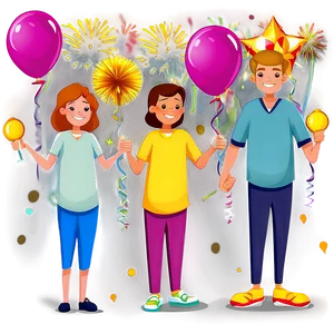 Family Cartoon New Year Celebration Png 06282024 PNG image