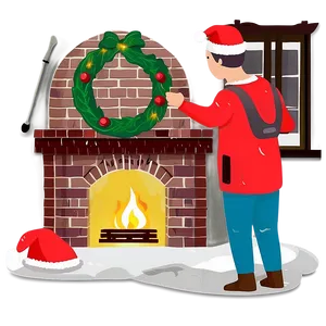 Family Christmas Fireplace Gathering Png Gau PNG image