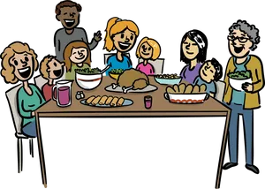 Family Dinner Gathering Illustration PNG image