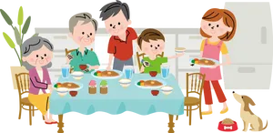 Family Dinner Time Cartoon PNG image