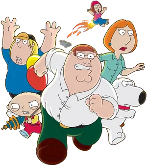 Family Guy Characters Running PNG image