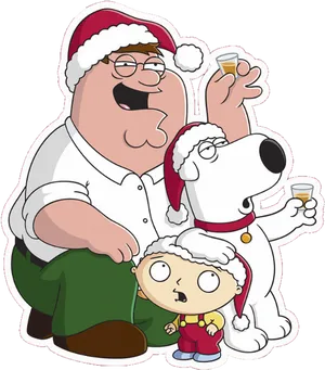 Family Guy Christmas Celebration PNG image