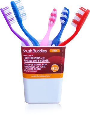 Family Pack Toothbrusheswith Cup Holder PNG