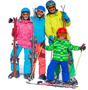 Family Ski Trip Portrait PNG image