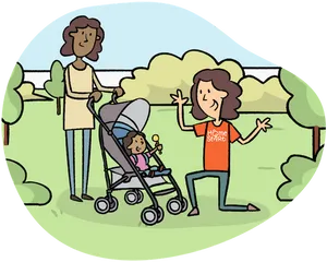 Family Strollin Park Illustration PNG image