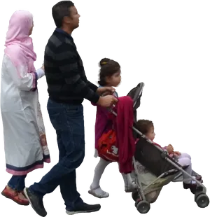 Family Walk Isolated Background