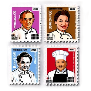 Famous Chefs Postage Stamp PNG 06122024