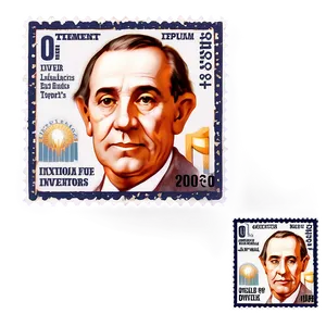 Famous Inventors Postage Stamp PNG 06122024