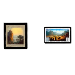 Famous Paintings Postage Stamp PNG 06122024