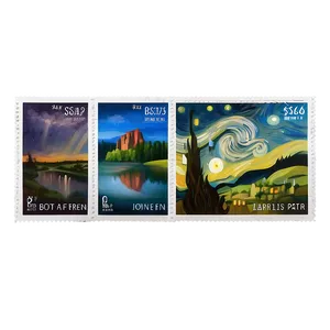 Famous Paintings Postage Stamp PNG 75