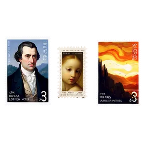 Famous Paintings Postage Stamp PNG Iha