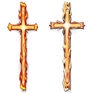 Fancy Cross In Fire PNG Cic25 PNG