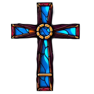 Fancy Cross In Stained Glass PNG 06292024 PNG