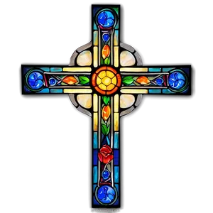 Fancy Cross In Stained Glass PNG 5 PNG